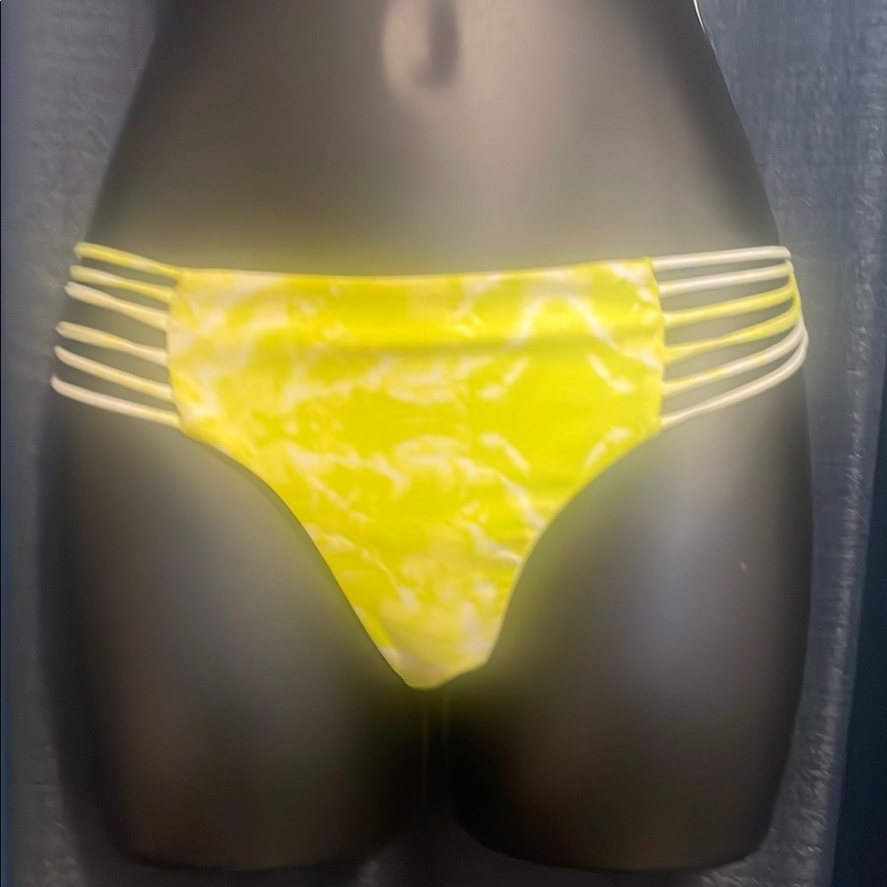 Yellow Tie-Dye Bikini Bottom with Strappy Sides